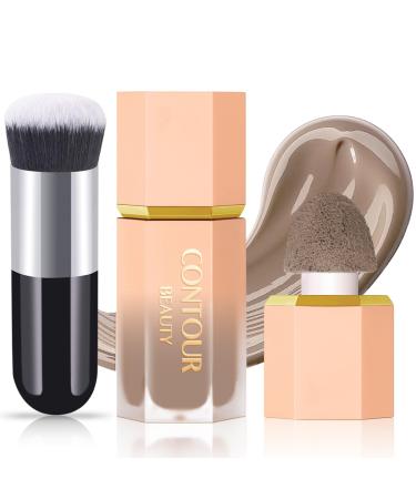 NewBang Liquid Contour Stick Soft Cream Contour Makeup Liquid Bronzer Face Concealer Matte Contouring with Cushion Applicator Long Lasting Silky Face Contour Cream Bronzer Contouring Makeup (102) 102# SOFT TAN 36 g (Pack of 2)