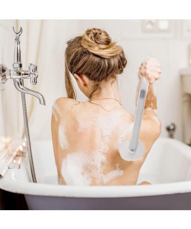 2Pcs Long Handle Bath Massage Cleaning Brush with Soap Dispenser - Back Scrubber and Exfoliating Bath Brush - Buy Online on GoSupps.com