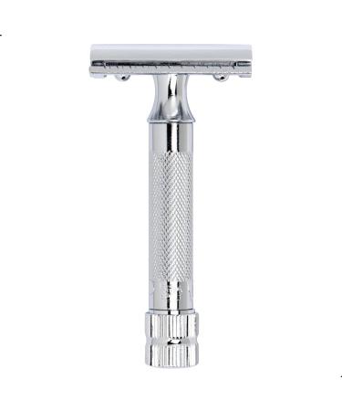 Mercury Razor Hobel 34001 in a folding box with blades |Compact handle |Two -part razor with a straight cut |Closed comb |Ideal for wet shaving |Brass handle |Made in Germany