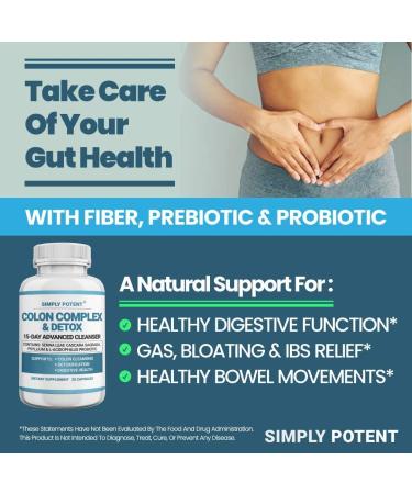 Simply Potent Natural Colon Cleanse - Gentle Colon Cleanser Supplement for Digestive Health - Supports Detoxification and Regularity - 60 Capsules - Buy Online on GoSupps.com