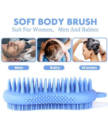 Silicone Body & Scalp Scrubber Hair Brush - Easy Exfoliation, Dandruff Control, Durable Shower Scrubber for Men, Women, Kids & Pets (Blue) - Buy Online on GoSupps.com