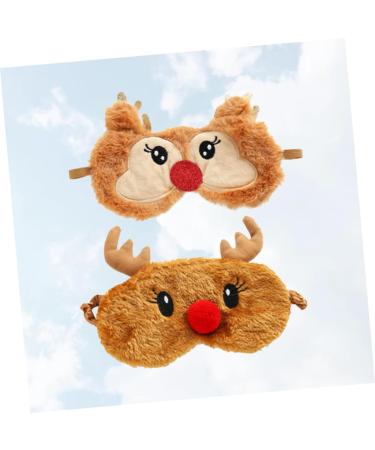 NOLITOY Christmas Deer Eye Mask - 2pcs Plush Blackout Sleep Masks | Furry Animal Eye Shades for Travel & Relaxation - Buy Online on GoSupps.com