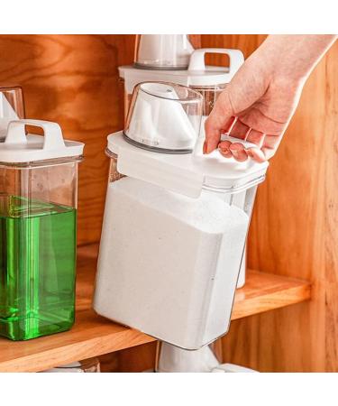 Liquid Powder Detergent Dispenser Laundry Powder Moisture Proof Storage Tank Transparent Liftable Cleaning Supplies Subpackage PET Laundry Liquid Sealed Tank with Measuring Cup (1100ML) - Buy Online on GoSupps.com