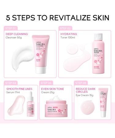 Skin Care Set Women Beauty Gift Set Japanese Sakura Skin Care Sets & Kits - Cleanser Toner Serum Face Cream Eye Cream Hair Pin Hair Rope Facial Cleansing brush Gift Set for Teenage Girls - Buy Online on GoSupps.com