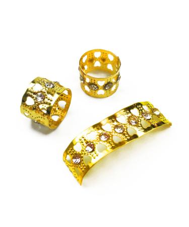 Hyamass 30pcs Rhinestone Gold Dreadlocks Beads Hair Jewelry - Metal Hair Rings for Braiding Decoration - Buy Online on GoSupps.com