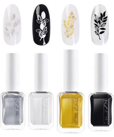 4 Colours 10ml Nail Polish Set Printed Jelly Nail polish Gold silver metallic colors Nail Pigment Polish Lacquer Nail Art Design Drawing Tool - Buy Online on GoSupps.com