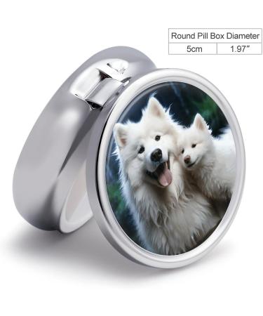 Portable Round Pill Box with Dog Print - 3 Compartment Travel Pill Organizer for Purse & Pocket - Buy Online on GoSupps.com