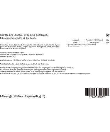 Swanson Beta Carotene 10000 IU - 3000mcg High Dose 100 Soft Capsules - Gluten-Free Non-GMO Lab Tested - Buy Online on GoSupps.com