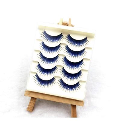5 Pairs Blue Fluffy Faux Eyelashes with Rhinestones | 3D False Lashes for Women & Girls - International Shipping - Buy Online on GoSupps.com