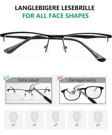 Eyekepper 4 Pack Fashion Half Rim Metal Reading Glasses for Men | Spring Hinge Computer Glasses +0.50 Strength - Buy Online on GoSupps.com