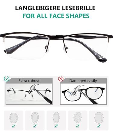 Eyekepper Half Rim Metal Reading Glasses +1.25 - Metallic Blue Grey Spring Hinge Stylish & Comfortable International Shipping Available - Buy Online on GoSupps.com