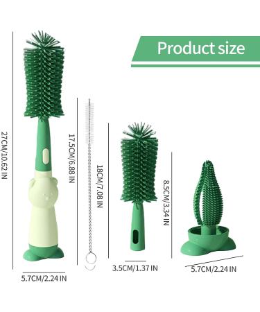 3-in-1 Baby Bottle Brush Set - Multi-Purpose Cleaning Brush for Bottles & Nipples - Eco-Friendly Green Color - Buy Online on GoSupps.com