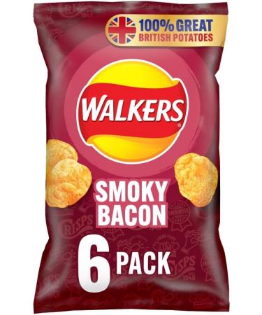  Walkers Walkers Crispy Smoked Bacon 6 x 45g - Buy Online on GoSupps.com