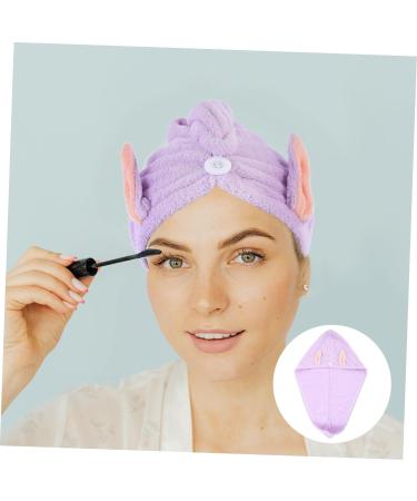 MAGICLULU 2pcs Bunny Ears Dry Hair Hat Hair Ring Aldult Coral Fleece Violet - Buy Online on GoSupps.com