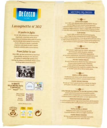  Italian Gourmet E.R. De Cecco All'uovo Lot de 10 lasagnettes avec uf n 302 500 g + polpa Italian Gourmet 500 g - Buy Online on GoSupps.com