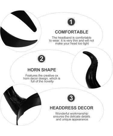 minkissy Black Horns Headband Hair Hoop Black Devil Horns Headband Cosplay Horn Hair Band Christmas Hair Hoop Ox Horn Hair Accessories for Halloween Party - Buy Online on GoSupps.com