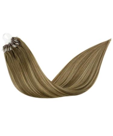 LaaVoo Microring Human Hair Extensions - Ombre Brown Light Brown Balayage & Golden Blonde - 60cm 50g Pre-Bonded Micro Loop #8/16/8 - Shop Internationally! - Buy Online on GoSupps.com