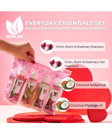 Natural Sant Body Care Essentials Set - Shampoo, Conditioner, Scrub, Coconut Oil - Travel Size Kit with All-Natural Ingredients - Buy Online on GoSupps.com