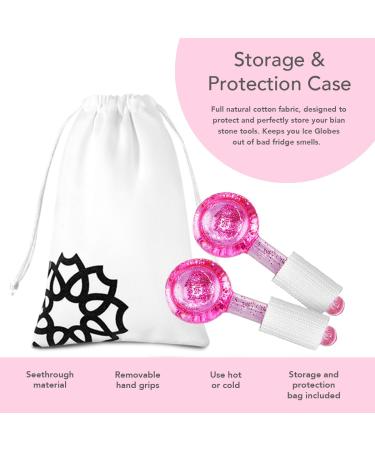 Hana Emi Ice Globes - Stainless Steel Facial Massage Balls for Headaches Swelling & Red Spots - 2 Pieces Pink Eye Care Globes - Buy Online on GoSupps.com