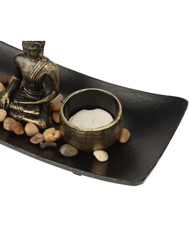 Buddha Candlestick Set - Resin Buddha Glass Tealight Holder & Incense Stick for Home Decor & Meditation - Perfect Decor Stones - Buy Online on GoSupps.com