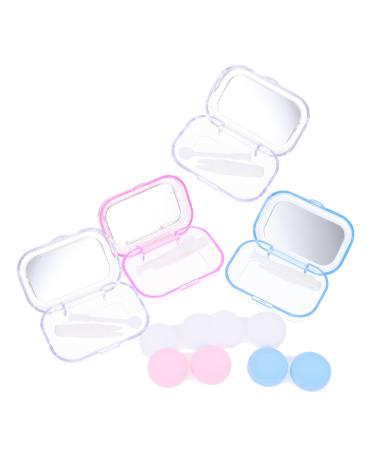 JECOMPRIS Carrying Case 4 Boxes Cartoon Pupil Box Compact Contact Case Contact Lens Container For On The Go Contact Case. Lens Sweak Contact Case Travel Cartoon PP Box Travel Holder Assorted Color 6.5X4.5X2.5CM