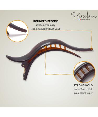 Parcelona French Brill Beak Large Black Tortoise Shell Brown Hair Clip Set - 2 pack - Buy Online on GoSupps.com
