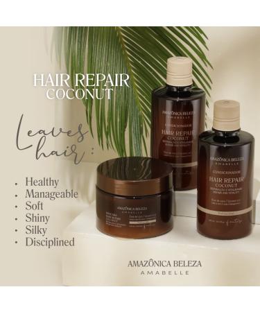 AMAZONICA BELEZA Hair Repair Kit with Coconut - Shampoo, Conditioner, Mask(300ml) | Professional Line for Damaged Hair - Buy Online on GoSupps.com