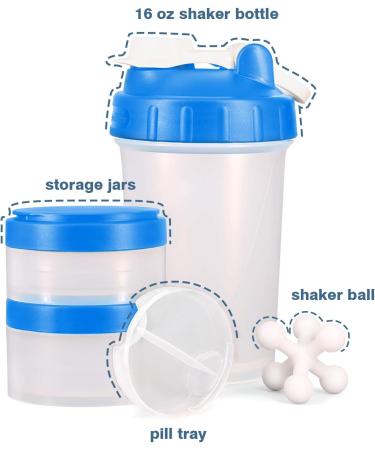 16 oz Protein Shaker Bottle with Mixer Ball, 2 Storage Jars - BPA-Free Sports Bottle (Red 24 oz, No Jar/Bottle) - Leak Proof - Buy Online on GoSupps.com