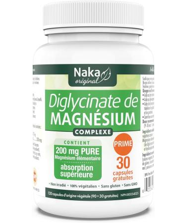 Naka Magnesium Bisglycinate Complex 200 mg PURE Elemental Magnesium Superior Absorption Vegan (90+30 FREE vcaps) 120 count (Pack of 1) - Buy Online on GoSupps.com