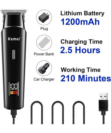 KEMEI Black Hair Clippers for Men Electric Cordless Clippers for Hair Cutting Professional Barber Clippers USB Rechargeable Wireless Haircut Clippers km-1113 - Buy Online on GoSupps.com
