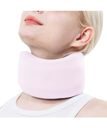 Neck Brace Cervical Collar Adjustable Soft Brace Wraps for Neck Soft Neck Support Brace for Sleeping Aligns & Stabilizes Vertebrae Ensures Stability for Women & Men Pink L
