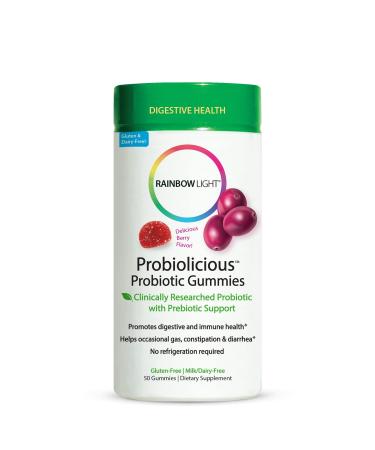 Rainbow Light Probiolicious Probiotic Gummies Delicious Berry Flavor 50 Gummies