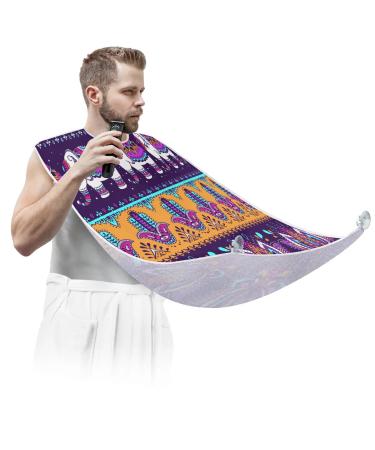 Beard Bib Apron Beard Bib Hair Catcher for Men Shaving and Trimming Non-Stick Waterproof Beard Cape Grooming Cloth Elephants Mandalas