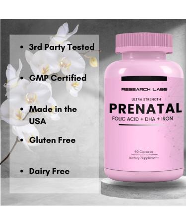 Research Labs Prenatal Vitamins for Women 2 Fer 1 Ad: 6X More Bioavailable Methylated Folate Folic Acid MTHF 5 | Supports Brain Development, Healthy Growth 60 Count (Pack of 2) - Buy Online on GoSupps.com