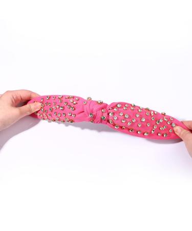 Crystal Embellished Wide Top Knot Headband in Rose Red - Women's Fashion Hair Accessories - Buy Online on GoSupps.com