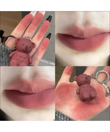AZ.BNC Cute Bear Lipsticks Set - 6 Colors Matte Velvet Lipstick Key Chain | Waterproof Long Lasting Lip Gloss for Beauty Makeup - 6pcs (Red) - Buy Online on GoSupps.com