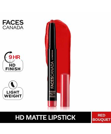 Faces Canada HD Intense Matte Lipstick - Long-Lasting Feather Light Comfort - Primer Infused for Flawless HD Finish - Made In Germany - Brown, Red, Pink, Purple, Nude Lip Color - Red Bouquet - 0.05 Oz Bouquet - Buy Online on GoSupps.com