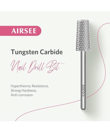 AIRSEE Tungsten Carbide Nail Drill Bit for Efile Machine - Medium Tapered Barrel Tip for Manicure & Polygel Removal | 3/32 Inch - Buy Online on GoSupps.com