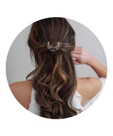 Cimenexe Bohemian Crescent Moon Hair Clip Half Moon Hairpin Geometric Hair Pin Clips Silver Moon Headwear Metal Decorative Hair Accessories Jewelry for Women and Girls