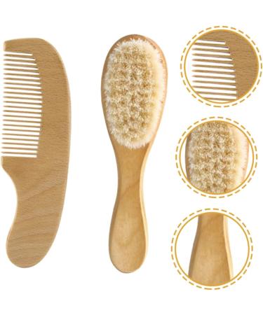 SECFOU Baby Hair Brush Set - Soft Wood Bristles for Newborns and Toddlers - Buy Online on GoSupps.com