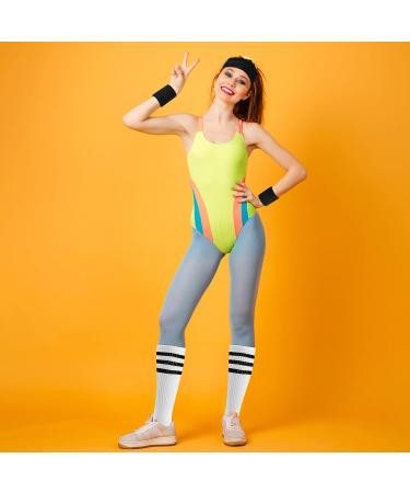 ONUPGO 5-Piece Striped Sports Sweatband & Socks Set for Men Women - Ideal for 80s Costumes & Theme Parties - Buy Online on GoSupps.com