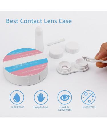 Transgender Flag Contact Lens Case - Portable Round Travel Kit with Mirror for Daily Use - Buy Online on GoSupps.com