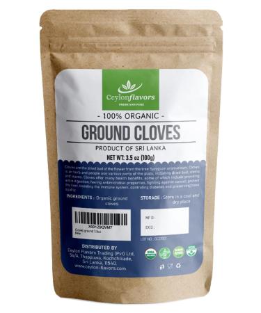 Organic Ground Cloves 3.5 oz, Premium Grade, Harvested from a USDA Certified Organic Farm in Sri Lanka.