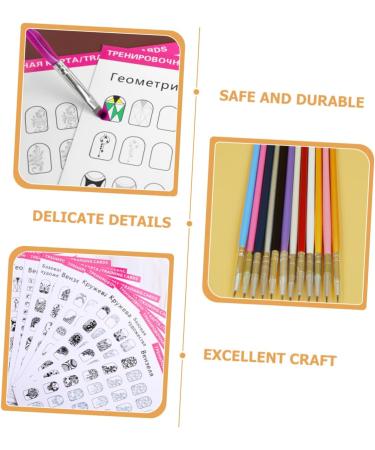 Ipetboom 1 Set Manicure Exercise Book Nail Art Manicure Tool Nail Art Brushes Pen Kits Nail Art Liner Pen Nail Art Practice Drawing Template Nail Practice Liner Pen Nail Kit Wooden Line Pen - Buy Online on GoSupps.com