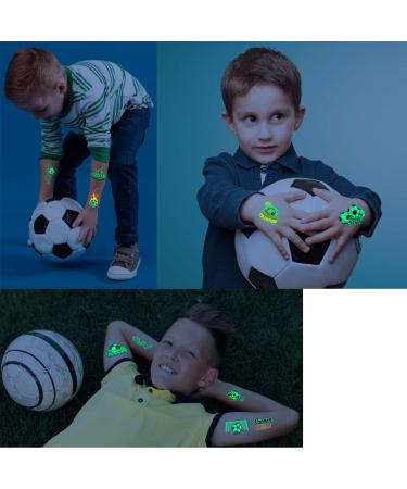 Glow in The Dark Soccer Temporary Tattoos - 10 Sheets | Waterproof Luminous Tattoo Stickers for Boys and Girls | Christmas Party Decoration Supplies - Buy Online on GoSupps.com