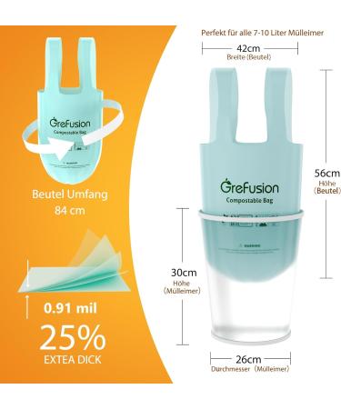 GreFusion Extra Strong 10L Organic Waste Bags with Handle - 50 Durable Garbage Bags for Eco-Friendly Disposal - Buy Online on GoSupps.com