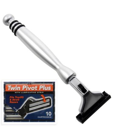 All Metal Atra Compatible Razor & 10 Cartridges