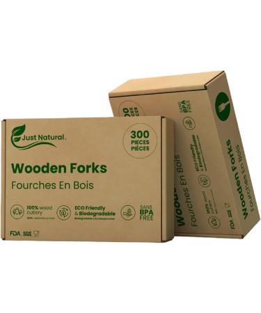 Just Basic Wooden Fork Set 300pcs Compostable Forks Set - Buy Online on GoSupps.com