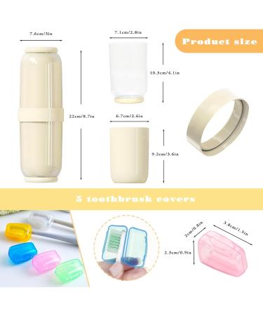 Travel Toothbrush Case with 4 Cups - Family Toothbrush Holder with Cover & Vent Holes Includes 5 Toothbrush Covers (Yellow - Buy Online on GoSupps.com