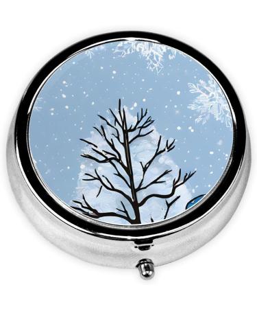 Christmas Santa Snowman Mini Round Pill Box | 3-Compartment Travel Organizer | Portable Medicine Case for Pocket Home & Office - Buy Online on GoSupps.com